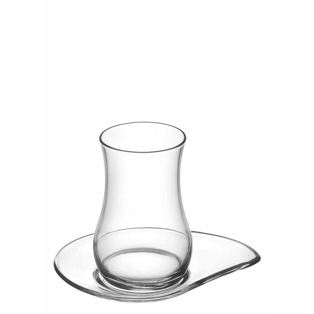 EVA Ensemble de 6 Tasses À Thé + Sous Tasses En Verre 5 3/4 Oz