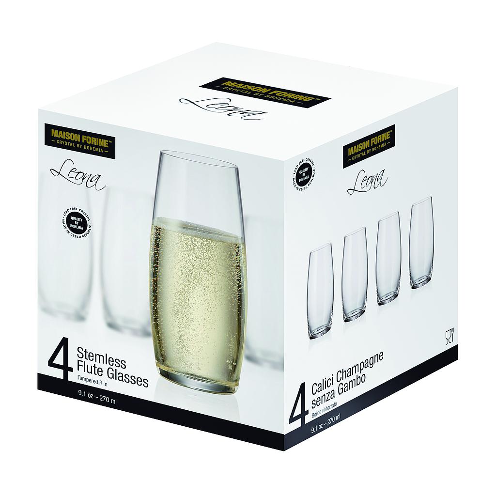 Leona Crystalline 270 Ml Stemless Champagne Glass 4 Pk