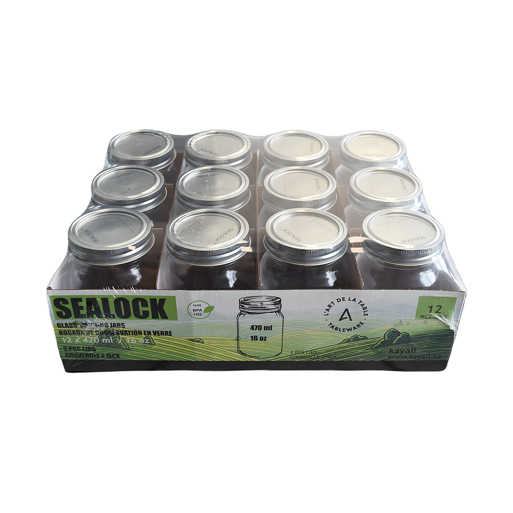 470 Ml Mason Jar With Lid (12 PC SET)