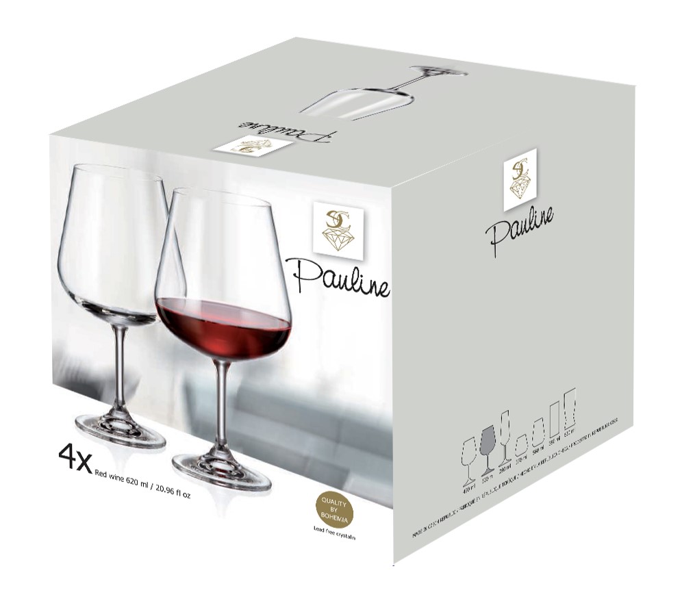 Pauline Cristallin 620 Ml Ensemble De 4 Verres À Vin