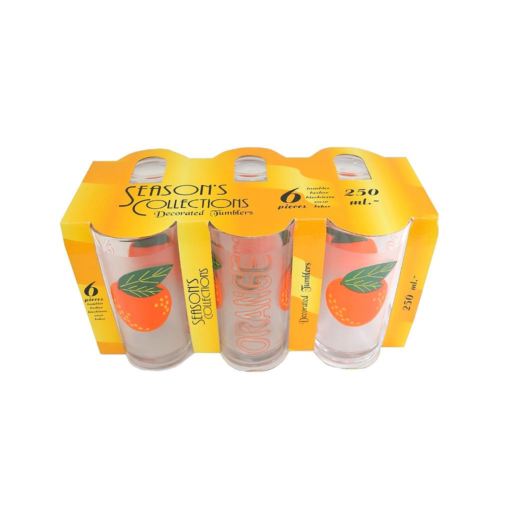 6 Pk   250 Ml Juice Tumbler (Oranges)