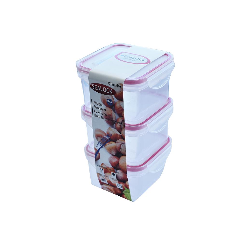 Sealock Ensemble de 3 Conteneurs Carrés En Plastique 170 Ml